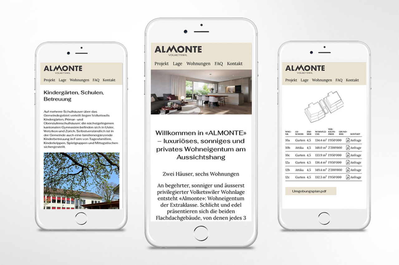 Website für ALMONTE in Volketswil